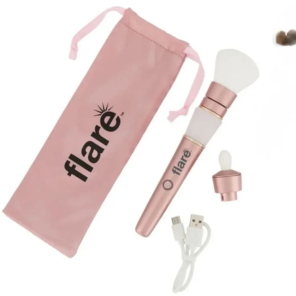 Flare LED Makeup Brush Set in Rose Gold & White